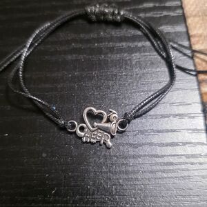 I Heart Cheer Silver Charm Black Cord Bracelet